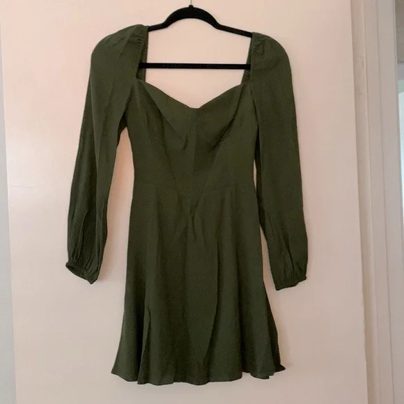 green emerald velvet dress Rent Reformaion Casette Silk Midi Dress in Artichoke